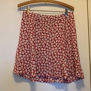Red Floral Reformation Flounce Skirt